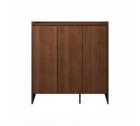 Gralara Armoire à Chaussures Meuble de Rangement Étagère Placard Console en Bois Massif avec Tablette Amovible et Surface Haute Design Gain de Place Adossé au, Noyer Pur, 100 35 110cm/Trois Portes