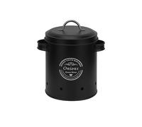 Gralara Boîte de Rangement de Cuisine, Conteneur de Stockage Alimentaire, Boîtes de Rangement de Légumes de Cuisine, Pots Vintage Fer Légumes Frais Gardien Pomme de Terre Oignon Ail, Noir moyen