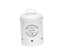 Gralara Boîte de Rangement de Cuisine, Conteneur de Stockage Alimentaire, Boîtes de Rangement de Légumes de Cuisine, Pots Vintage Fer Légumes Frais Gardien Pomme de Terre Oignon Ail, Petit Blanc