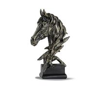 Gralara Buste Cheval en Résine Élégant Sculpture avec Socle Luxe Figurine pour Amateurs D'équitation, Or Rétro, Petit