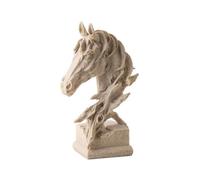 Gralara Buste Cheval en Résine Élégant Sculpture avec Socle Luxe Figurine pour Amateurs D'équitation, Grès Rétro, Petit