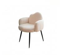 Gralara Chaise de Coiffeuse Femme Chaise Tabouret Fauteuil Siège Rembourré Bou ossier Courbé Accoudoirs et Coussin Épais, Standard, Blanc Cassé avec Pieds Renforcés en Acier Au Carbone