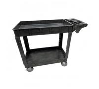 Gralara Chariot Pliable Portable Chariot Utilitaire Desserte Étagère Roulante Plateau Plastique Mat avec Bords Protecteurs, Chariot À Outils À Deux Niveaux, Petite Taille