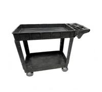 Gralara Chariot Pliable Portable Chariot Utilitaire Desserte Étagère Roulante Plateau Plastique Mat avec Bords Protecteurs, Chariot À Outils À Deux Niveaux, Grande Taille