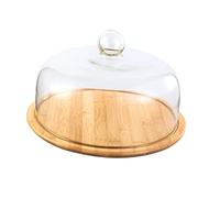Gralara Cloche de Service en Verre Nordique avec Plateau de présentation - Support à gâteau Moderne, 29cm