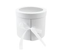 Gralara Coffret Cadeau Rond à Double Compartiment Rotatif, Magnifique Boîte D'emballage pour Fleurs, Pot de Fleurs, Bouquet de Fleurs, Coffret Cadeau pour, Blanche