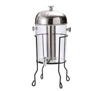 Gralara Distributeur Boissons 8 L Acier Inoxydable Distributeur Colonne Glace Couvercle Arrondi, Base Noire, 8L