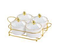 Gralara Ensemble de Plateau de Service pour Fruits Secs et Collations, Comprenant 4 Compartiments, Des Pots à épices Multifonctionnels et Des Bonbons, Idéal P, Blanc