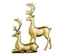 Gralara Ensemble de Statuettes en Résine, Déco Maison Figurine Cerf Majestueux, Idées Cadeaux pour Nouveau Foyer, Cerfs Élégants