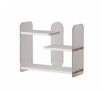 Gralara Étagère Acrylique Étagère de Table Bibliothèque Mini Organisateur Comptoir à Trois Niveaux Acrylique et Bois Support Robuste Accès Facile aux Articles, Blanc Et Arc-en-Ciel