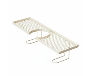 Gralara Étagère de Salle de Bain Étagère Lavabo Support Robinet Organisateur Évier Range-Accessoires en Fer Forgé à Poser sur Le Bec avec Libre et Nettoyage, Moyenne 50 Cm, Blanc