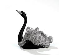 Gralara Figurine Cygne En Résine Morne Statuette Cygne sign Décoration pour Salon, Maison, Bureau, Cygne Noir Tête Haute
