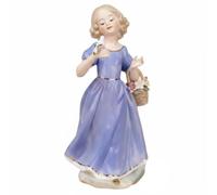 Gralara Figurine de Fille Au Violon Céramique Statuette de Jeune Fille Musicienne Élégant Statue Danseuse pour Vitrine, Blue Pigeon-Feeding