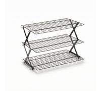 Gralara Grille de Refroidissement Pliable Grille Multi-niveaux Étagère Superposable Support à Pâtisserie Plateau Rétractable en Acier au Carbone Antirouille, 3 Layers