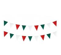 Gralara Guirlande Fanion Triangulaire Bannière Fanion Drapeau Triangle Ornament Fête Lin Tissé Ambiance Discrète Adaptée aux Mariages Goûters d'Enfants, Multicolore, Rouge, Vert, Blanc