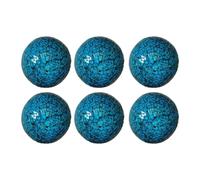 Gralara Lot 6 boules décoratives en verre mosaïque craquelé 8 cm, idéales pour décorer un centre table ou un vase, Bleu