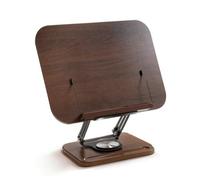 Gralara Lutrin Lecture En Bois Rotatif à 360° Lutrin Lecture Réglable En Hauteur Ergonomique Porte-Livre pour Professionnels, Grande Taille Noyer