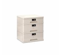 Gralara Mini Coffre-Fort à Tiroirs Anti-Poussière Classeur de Bureau à Code Structure Robuste Caisson de Bureau Verrouillable pour Chambre, 3 Tiroirs 2 Hauts + 1 Bas