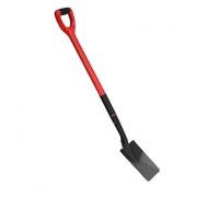 Gralara Pelle de Jardinage Extérieur Pelle Bêche Houe Outil de Creusage avec Tige Métallique Noire et Zone de Prise Confortable, Rouge, Manche Rond Rouge, Tête Carrée Noire