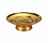 Gralara Plateau D'offrande Doré Brillant Présentoir à Fruits sur Pied Gravé Objet de Cérémonie pour Temple, Sanctuaire, 20 Cm
