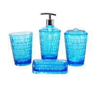 Gralara Porte-brosse à Dents et Distributeur de Lotion En 4 Pièces, Accessoires de Toilette Haut de Gamme, Porte-savon et Gobelet pour Brosse à Dents, Idéal P, Bleu