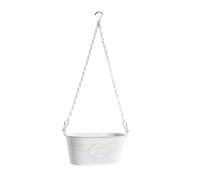 Gralara Pot de Fleurs Suspendu en Fer, Pot de Fleurs d'extérieur Classique en métal Blanc avec chaîne, décoration élégante, Support pour Plantes de, Ovale