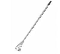 Gralara Râteau de Jardinage Professionnel Acier Inoxydable Tête Amovible Manche Réglable Poignée Ergonomique Convient Travaux Extérieurs Jardin Plage , 5 Dents