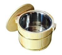 Gralara Seau à Riz Japonais, Récipient à Riz Cuit à La Vapeur, Bol à Sushi En Bois, Tonneau à Sushi En Bois pour La Cuisson, 20 cm Un