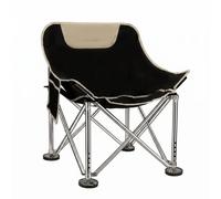 Gralara Siège de Pêche Pliable Chaise Lune Tabouret Fauteuil Pliant avec Cadre en Acier Inoxydable et Assise en Tissu Oxford 600D Réglable Léger et Compact, Noir Et Beige