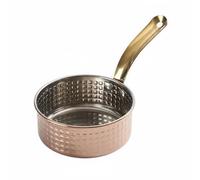 Gralara Single Handle Cooking Pan Casserole Mini Poêle Saucière avec Manche en Acier Inoxydable Finition Martelée Déco Entretien Rapide Convient au Service de, 16CM, Poignée+Or+Simple