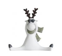 Gralara Statuette Cerf Écharpe Verte Texturée Cerf Décoratif Aspect Artisanal Objet Déco Intérieure pour Intérieur, Élan Grand Écart - Blanc Et Noir 14cm 5cm 14cm
