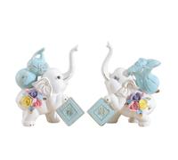 Gralara Statuette D'éléphant avec Plaques Brillant Couple d’éléphants Doré Article Décoration pour Collectionneurs, Grand Éléphant De La Fortune