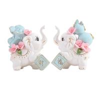 Gralara Statuette D'éléphant avec Plaques Brillant Couple d’éléphants Doré Article Décoration pour Collectionneurs, Petit Éléphant De La Fortune