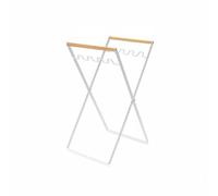 Gralara Support de Sac Poubelle Extérieur Pliable Design Compact avec Poignées en Bois Séparation Sacs Tri Déchets Pratique Convient Jardin Camping Cuisine, Blanc