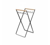 Gralara Support de Sac Poubelle Extérieur Pliable Design Compact avec Poignées en Bois Séparation Sacs Tri Déchets Pratique Convient Jardin Camping Cuisine, Noir