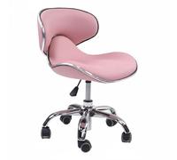 Gralara Tabouret de Manucure à roulettes Ergonomique Chaise de Coiffeur avec Dossier Base Chromée Robuste Siège Technicien Réglable pour Cabinet Médical, Rose