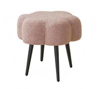 Gralara Tabouret de Maquillage Banc Pouf Chaise Coiffeuse Tabouret de Coiffure avec Revêtement Effet Laine et Cadre en Acier Carbone Stable Adapté pour Chambre Coiffeuse Hôtel Maison d'Hôtes, Rose