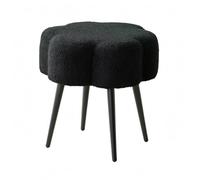 Gralara Tabouret de Maquillage Banc Pouf Chaise Coiffeuse Tabouret de Coiffure avec Revêtement Effet Laine et Cadre en Acier Carbone Stable Adapté pour Chambre Coiffeuse Hôtel Maison d'Hôtes, Noir