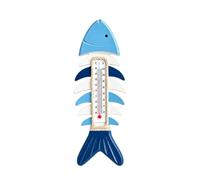 Gralara Thermomètre Mural en Bois Forme Poisson Affichant Centigras Fahrenheit pour Mesurer la Température Apporter une Ambiance Nautique Adapté pour Entrée Couloir Cuisine Espace Plage