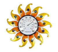 Gralara Thermomètre Solaire extérieur décoratif, thermomètre Mural étanche en Forme, à Fixer au Mur pour pelouse, Porche, Cour ou Jardin, Orange Jaune