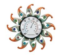 Gralara Thermomètre Solaire extérieur décoratif, thermomètre Mural étanche en Forme, à Fixer au Mur pour pelouse, Porche, Cour ou Jardin, Vert Orange