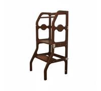Gralara Tour d'apprentissage Pliante Pliant Tour d'apprentissage Pliable Stable Chaise Pliante en Bois pour Enfants, Cuisine, Marron