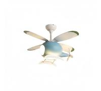 Gralara Ventilateur de Plafond Enfant Luminaire Avion Plafonnier pour Chambre Lampe Intégrée Brasseur d'Air Ambiance Cosy Finition Fer Bois Acrylique Adapté à, Bleu, Contrôle Vocal Hors Ligne