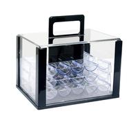 Gralara Vitrine à Jetons, Anti-poussière, Capacité de 600 Jetons, Boîte de Rangement Multifonctionnelle pour Accessoires de Jeux et de Sport, avec 6 Plateaux de 40 Mm