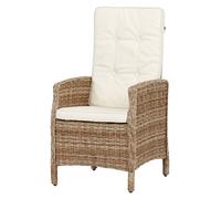 Gram Chaise de jardin avec support d'assise et poignée d'inclinaison, naturel et blanc cassé.