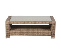 Gram Table basse jardin avec plateau en verre, teinte naturelle.