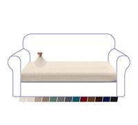 Granbest Housse de coussin de canapé haute stretch super douce - En tissu jacquard Spandex avec dessous élastique (3 places, beige)