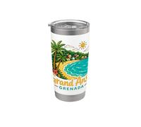 Grand Anse Grenade dessiné à la main Souvenir de voyage Cadeau monument Gobelet isotherme en acier inoxydable double paroi