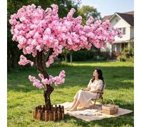 Grand Arbre De Fleur De Cerisier Artificiel Arbre à Souhaits Plante DéCorative pour IntéRieur ExtéRieur Mariage Bureau FêTes éVéNements Commerciaux,Rose,2.0x1.8m/6.6x5.9ft