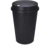 Grand bac à déchets rond en plastique avec couvercle à poussoir - 50L - Anthracite